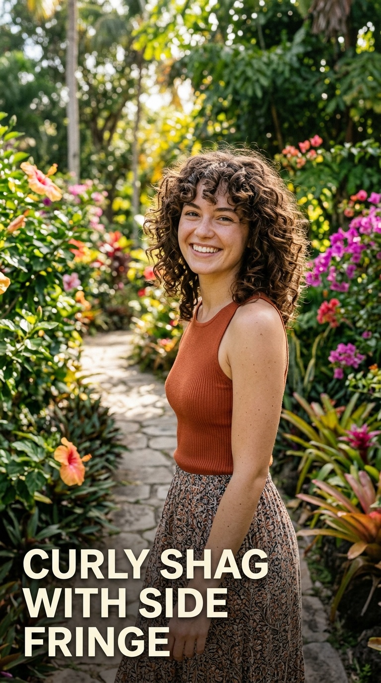 Curly Shag with Side Fringe