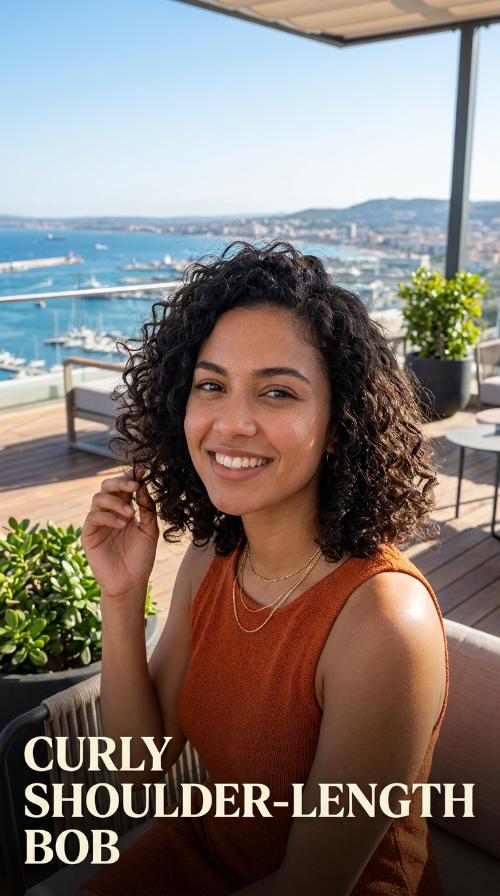Curly Shoulder-Length Bob
