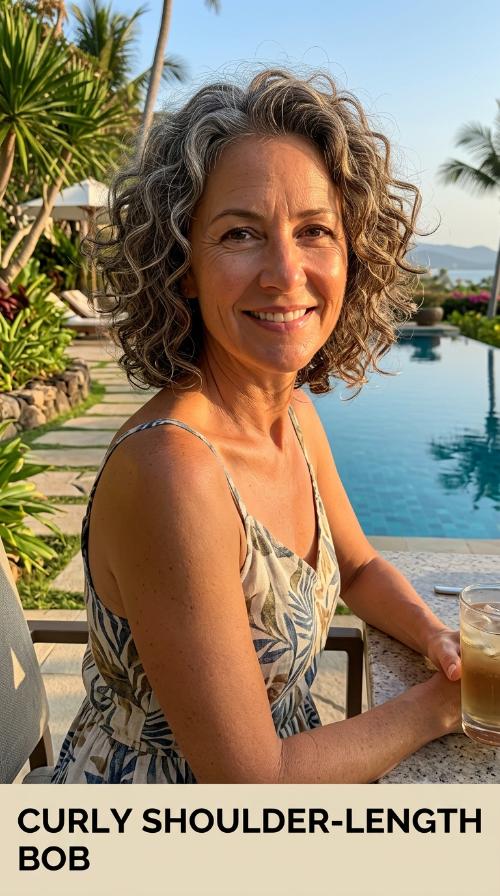 Curly Shoulder-Length Bob
