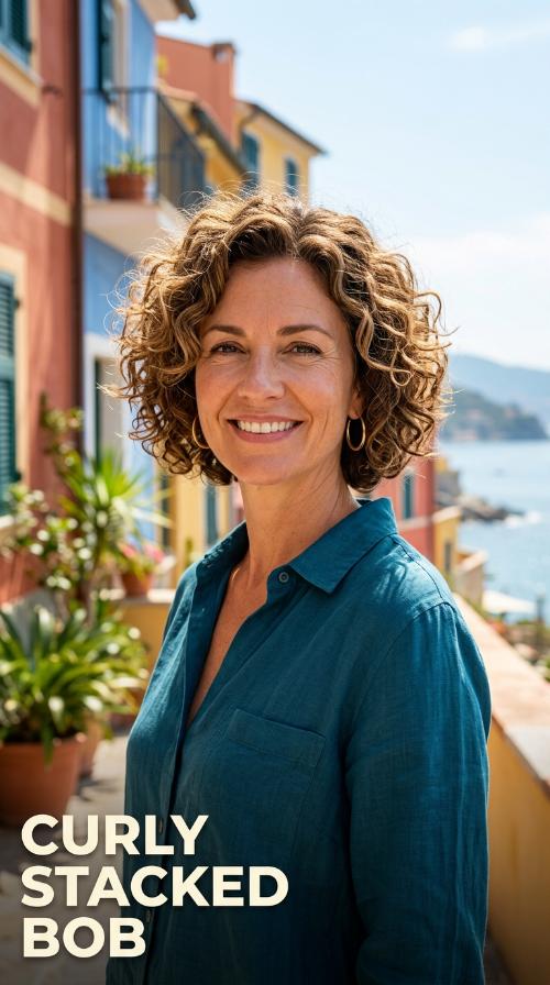 Curly Stacked Bob