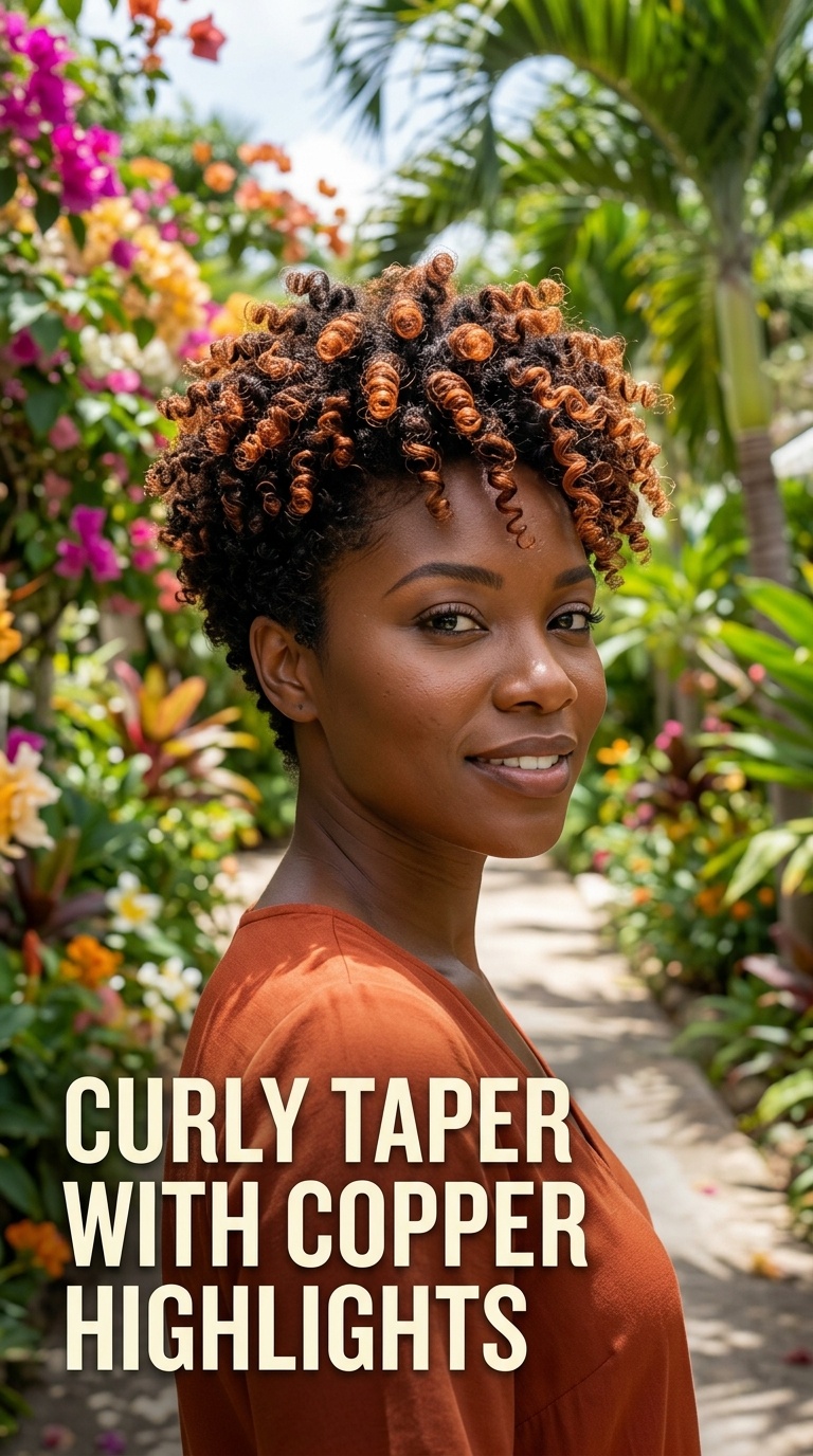 Curly Taper with Copper Highlights