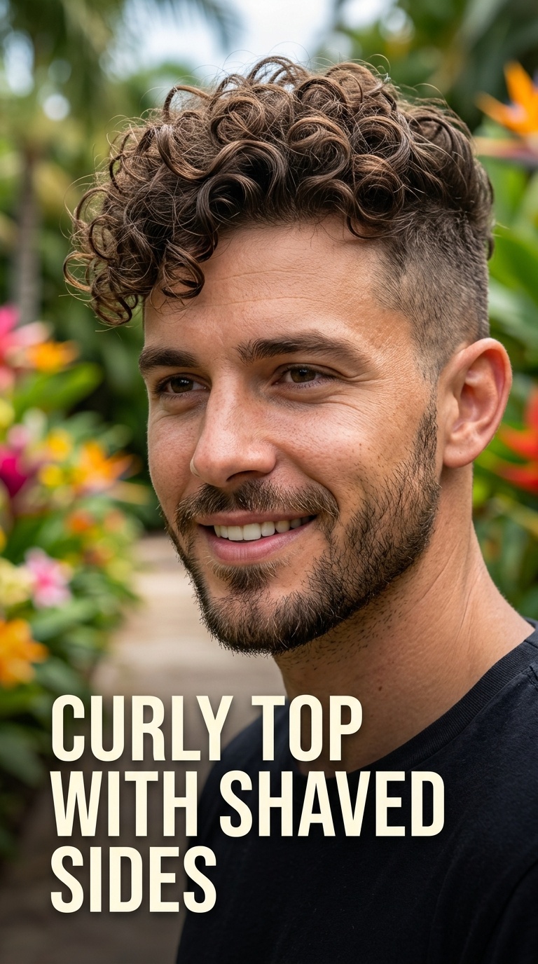 Curly Top with Shaved Sides