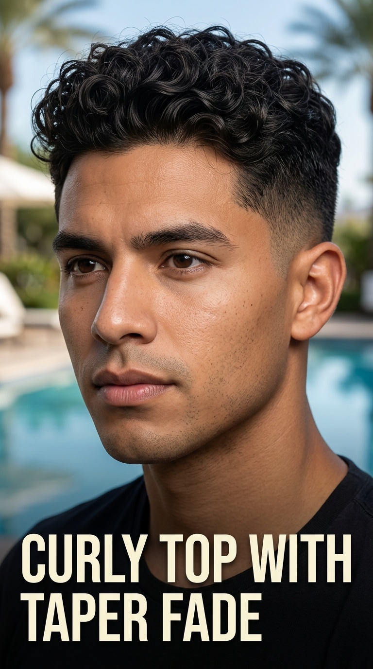 Curly Top with Taper Fade