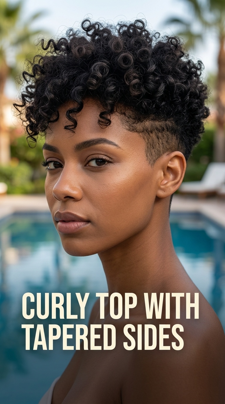 Curly Top with Tapered Sides