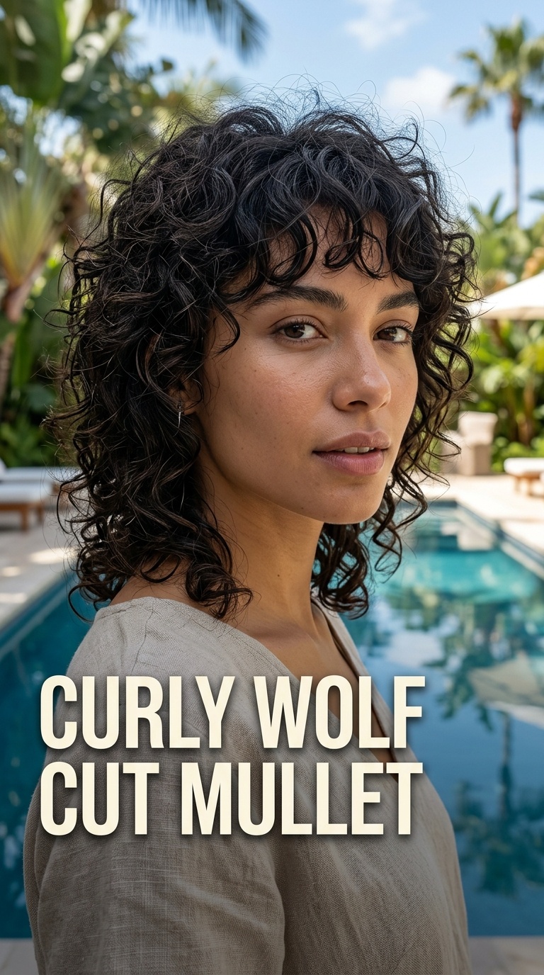 Curly Wolf Cut Mullet
