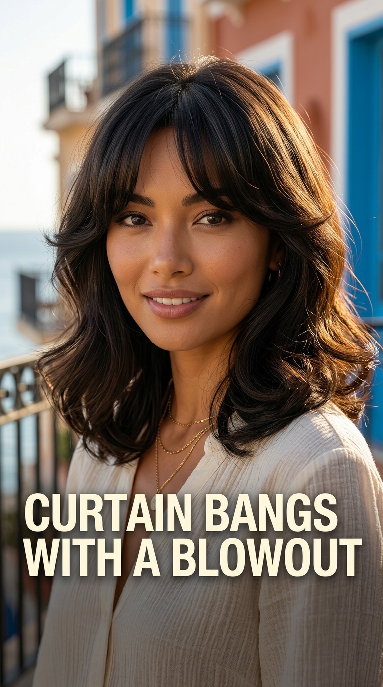 Curtain Bangs with a Blowout