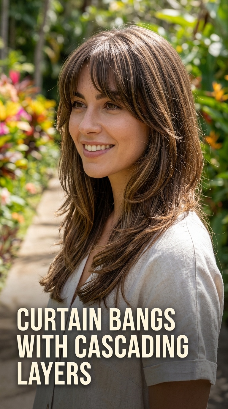 Curtain Bangs with Cascading Layers