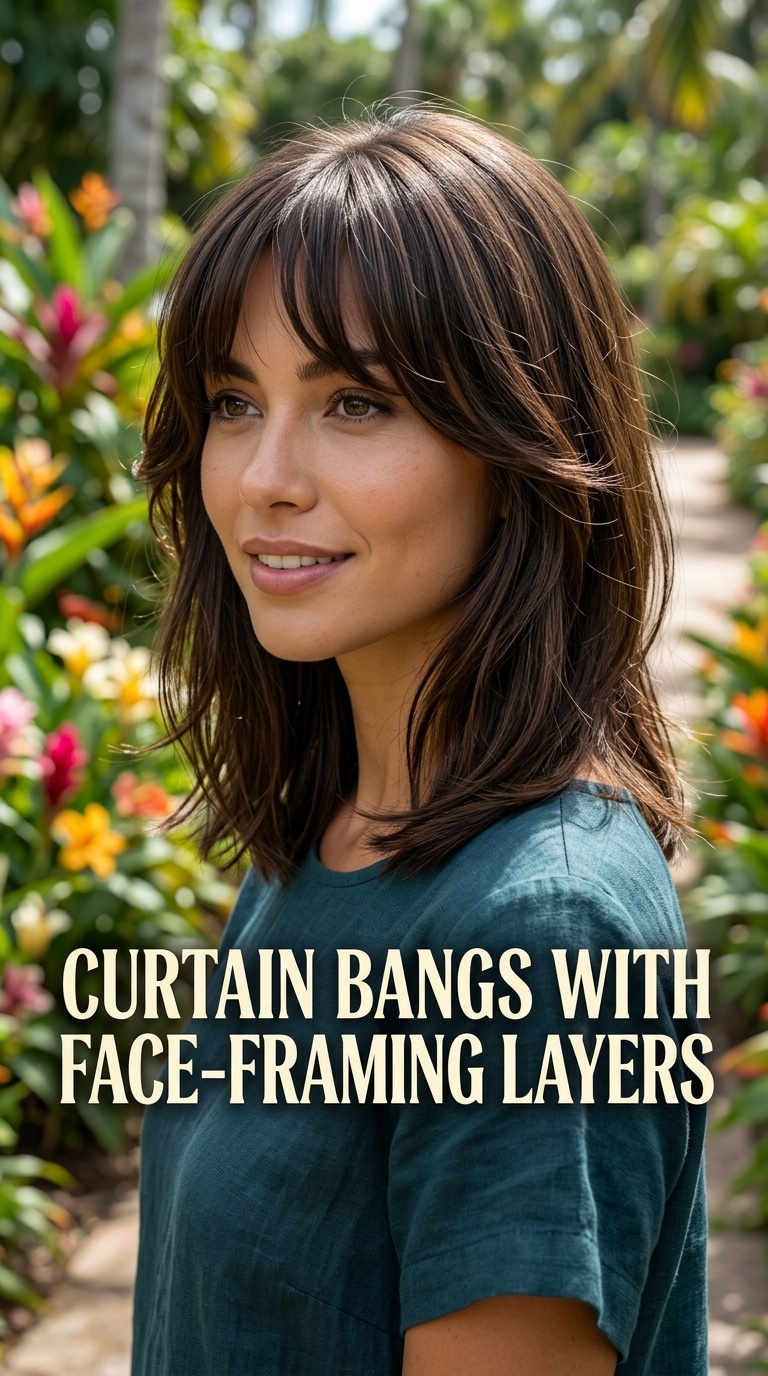Curtain Bangs with Face-Framing Layers