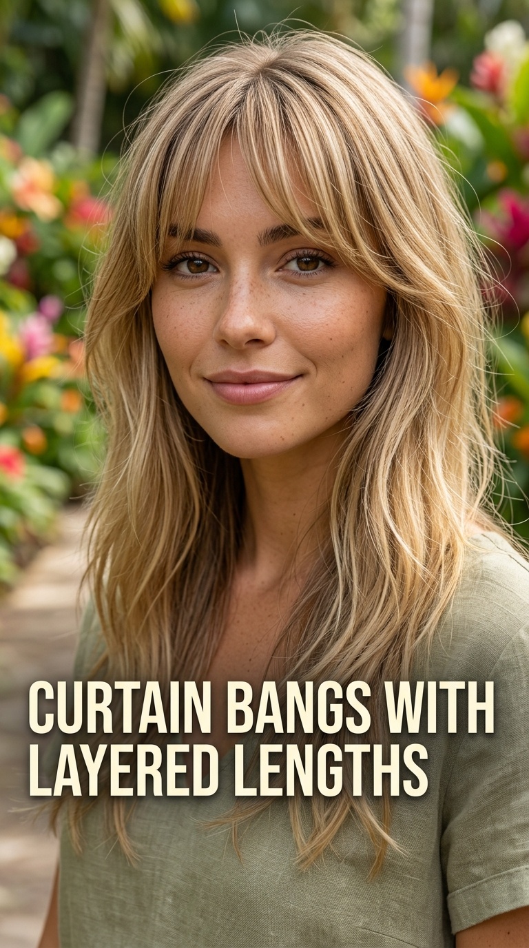 Curtain Bangs with Layered Lengths