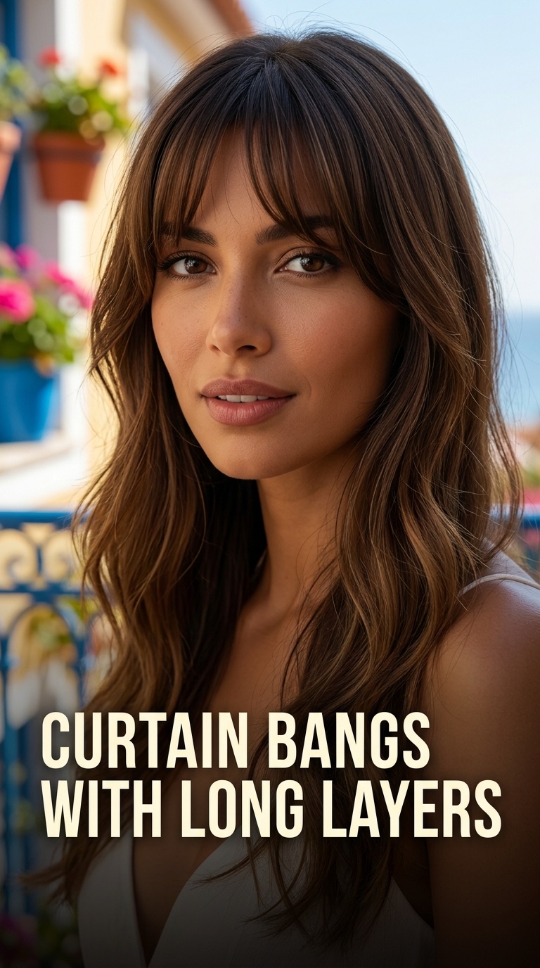 Curtain Bangs with Long Layers