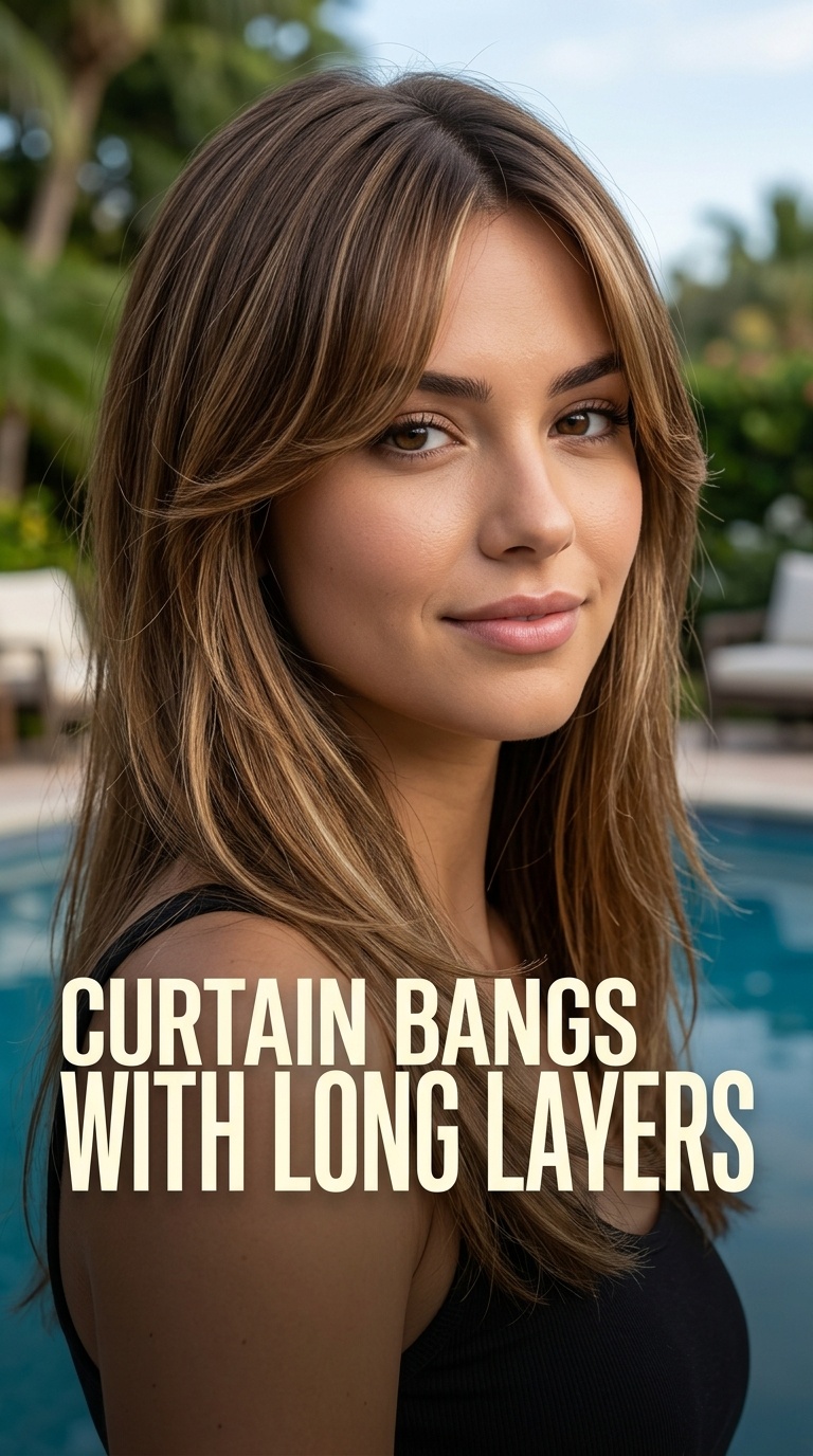 Curtain Bangs with Long Layers