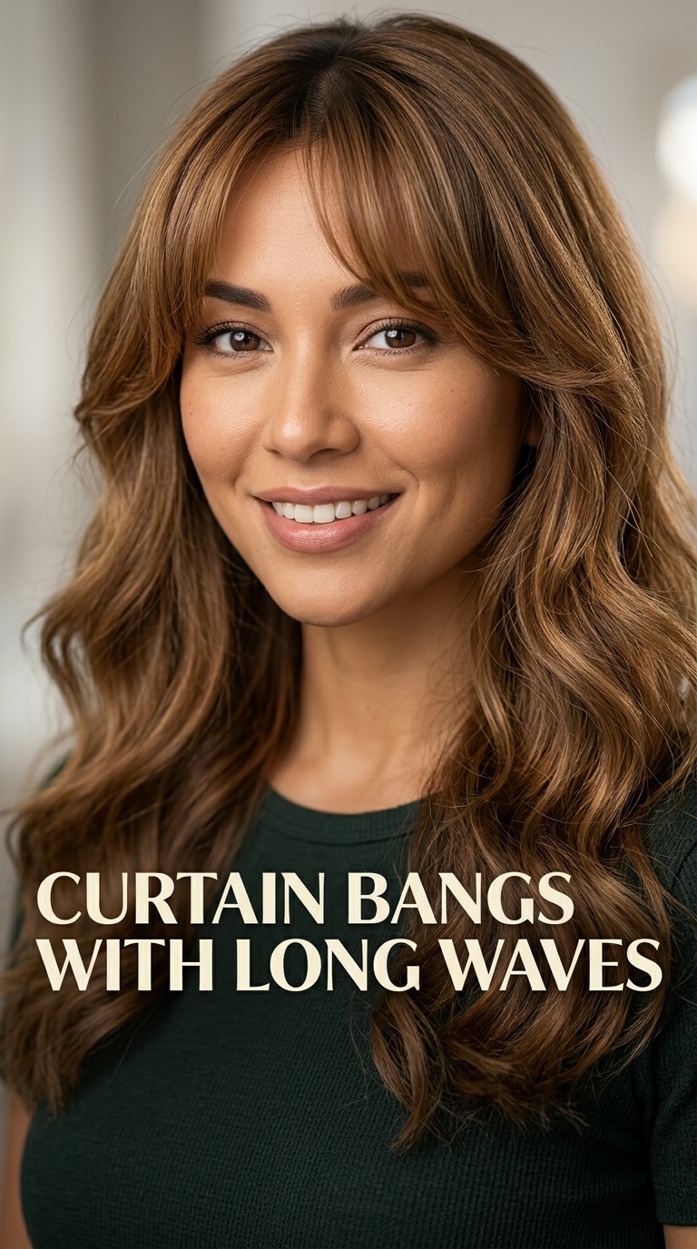 Curtain Bangs with Long Waves