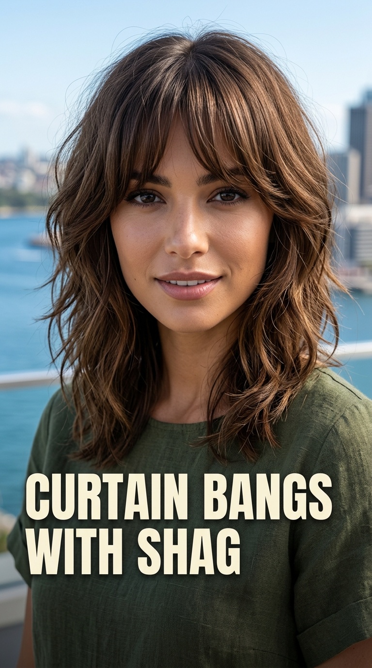 Curtain Bangs with Shag