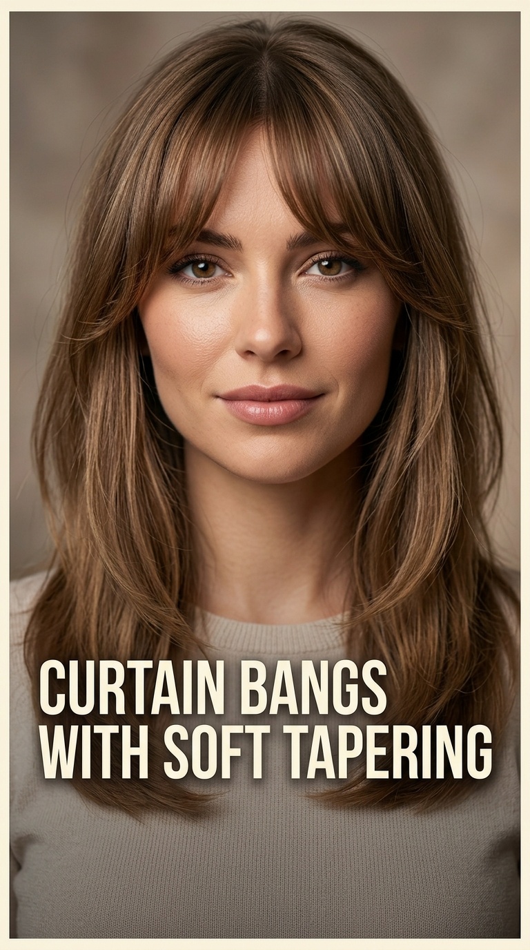 Curtain Bangs with Soft Tapering