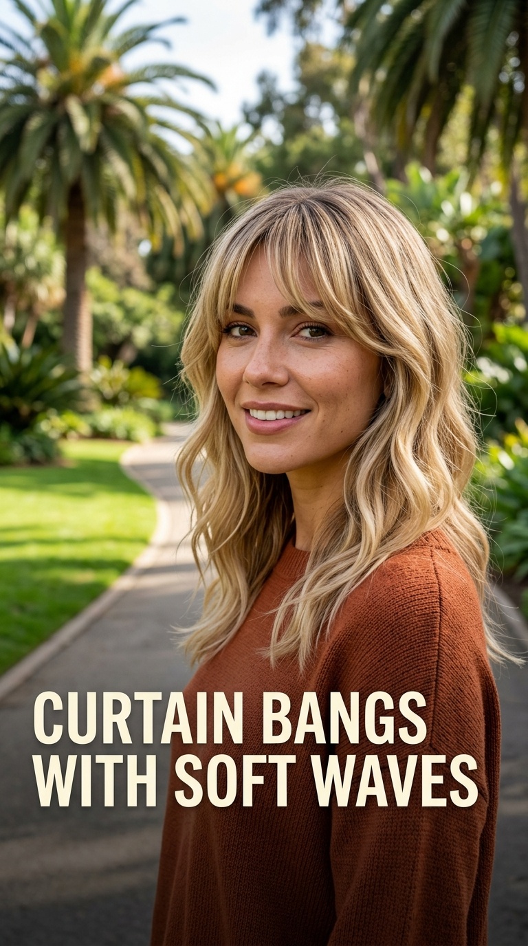Curtain Bangs with Soft Waves