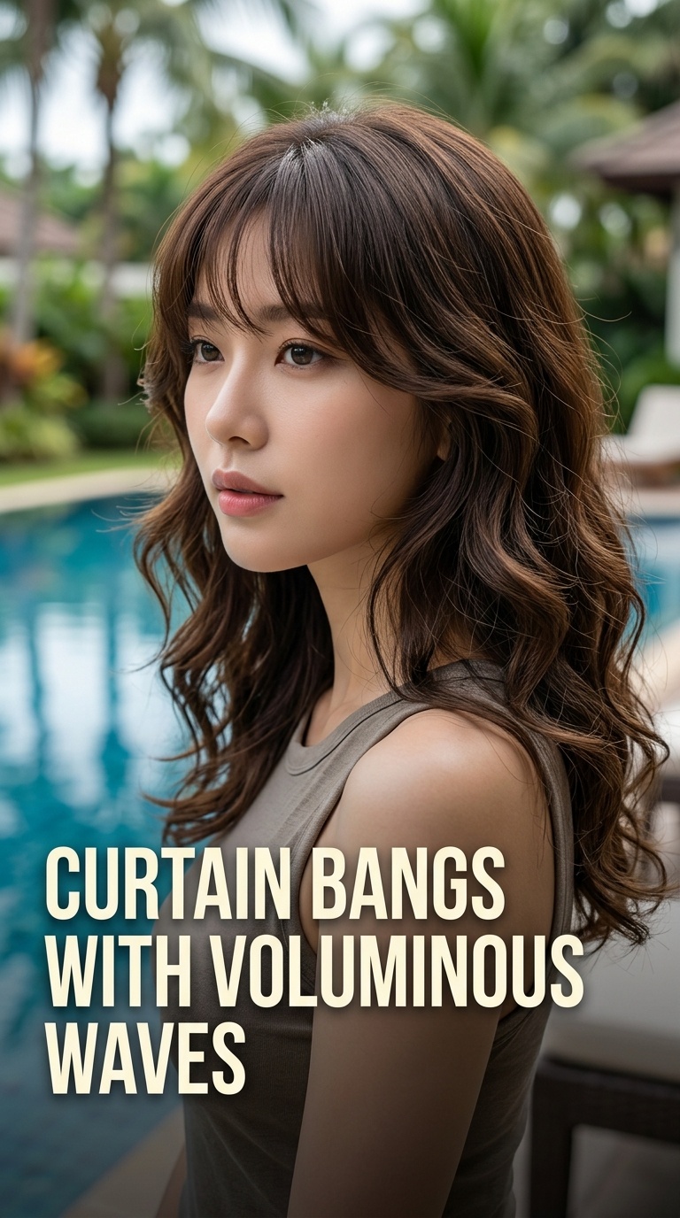Curtain Bangs with Voluminous Waves