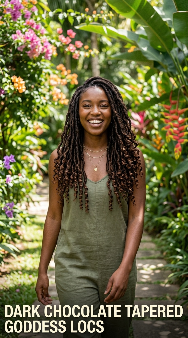 Dark Chocolate Tapered Goddess Locs