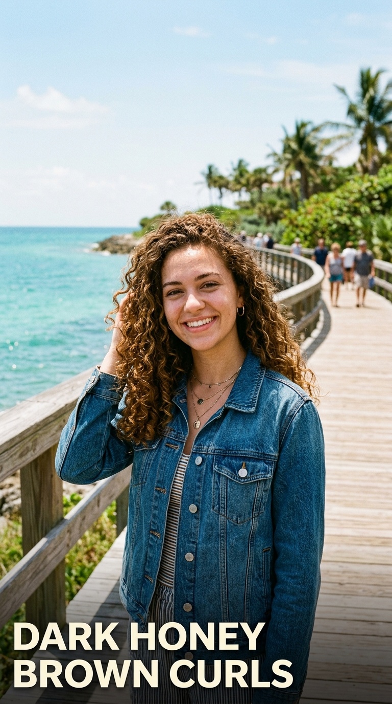 Dark Honey Brown Curls