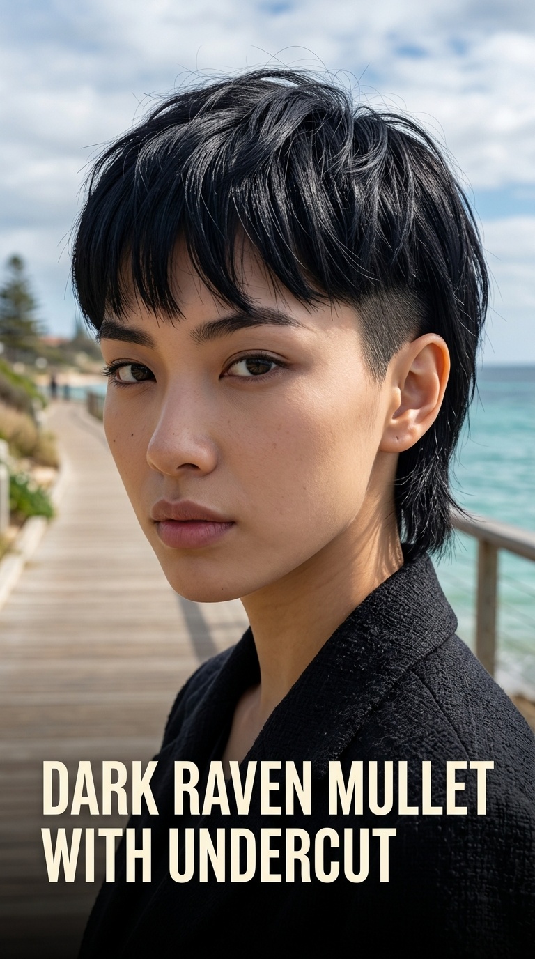 Dark Raven Mullet with Undercut