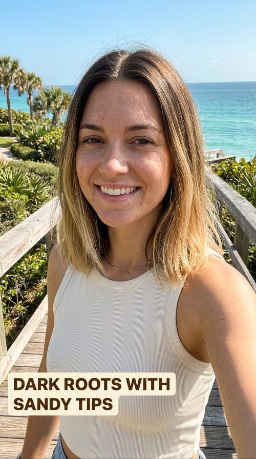 Dark Roots with Sandy Tips