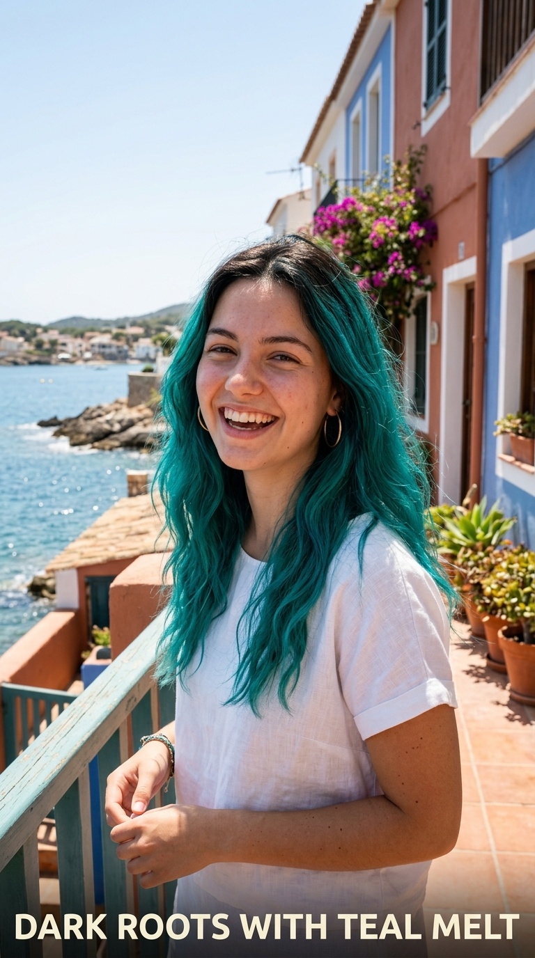Dark Roots with Teal Melt