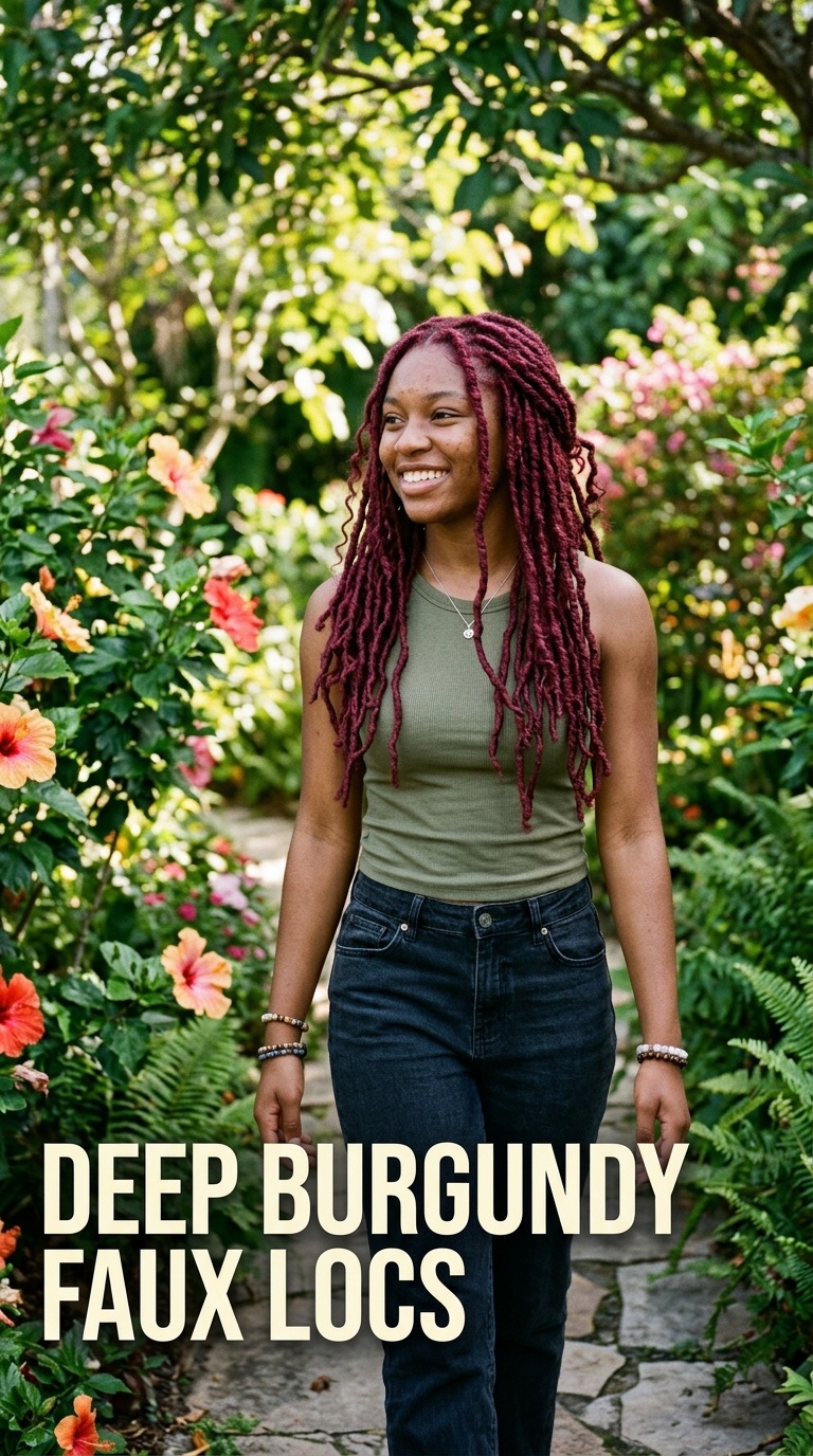 Deep Burgundy Faux Locs