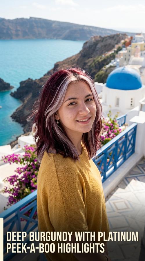Deep Burgundy with Platinum Peek-a-Boo Highlights