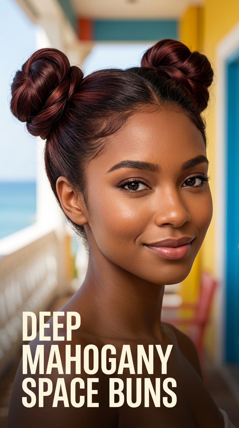 Deep Mahogany Space Buns