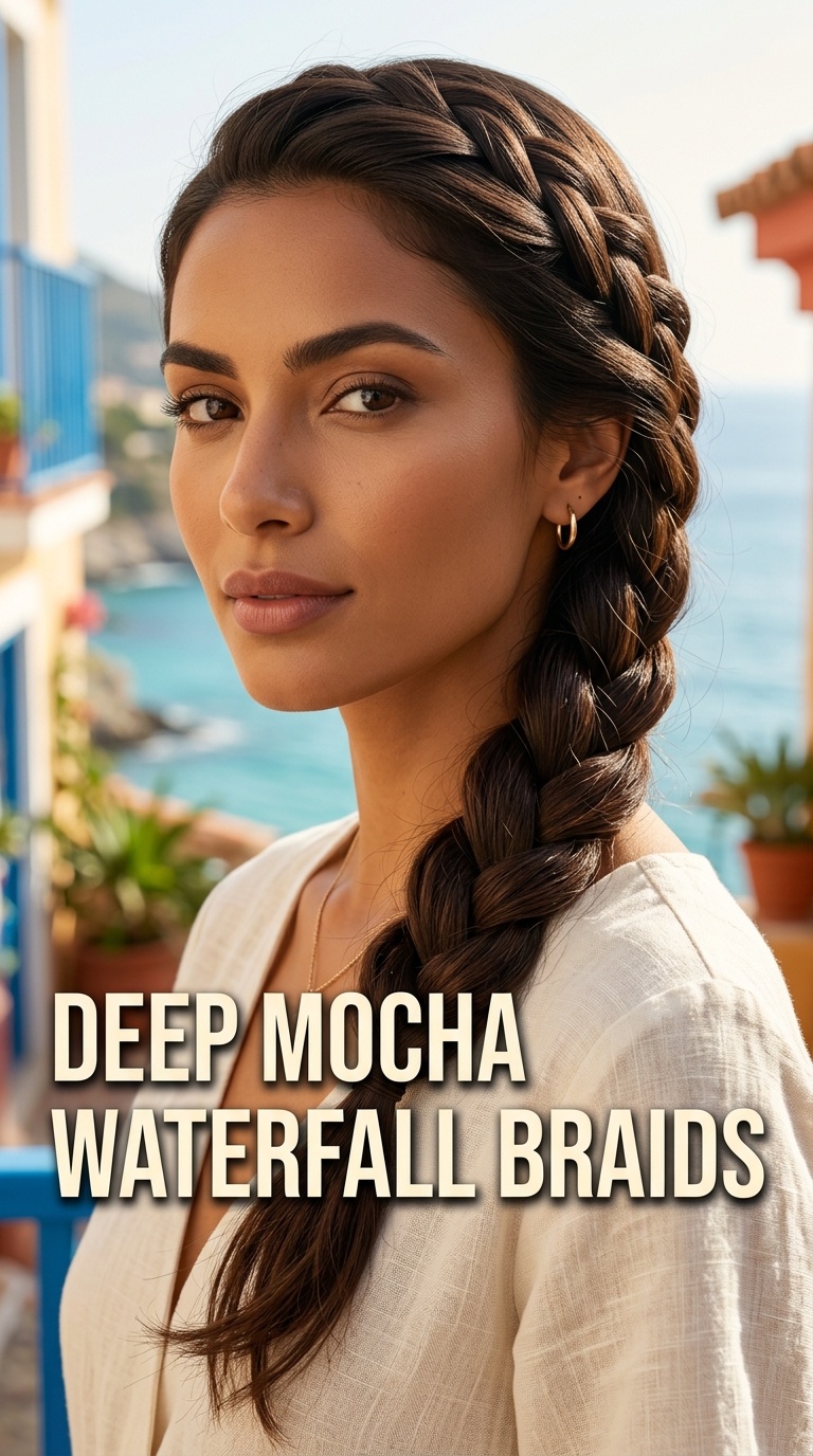 Deep Mocha Waterfall Braids