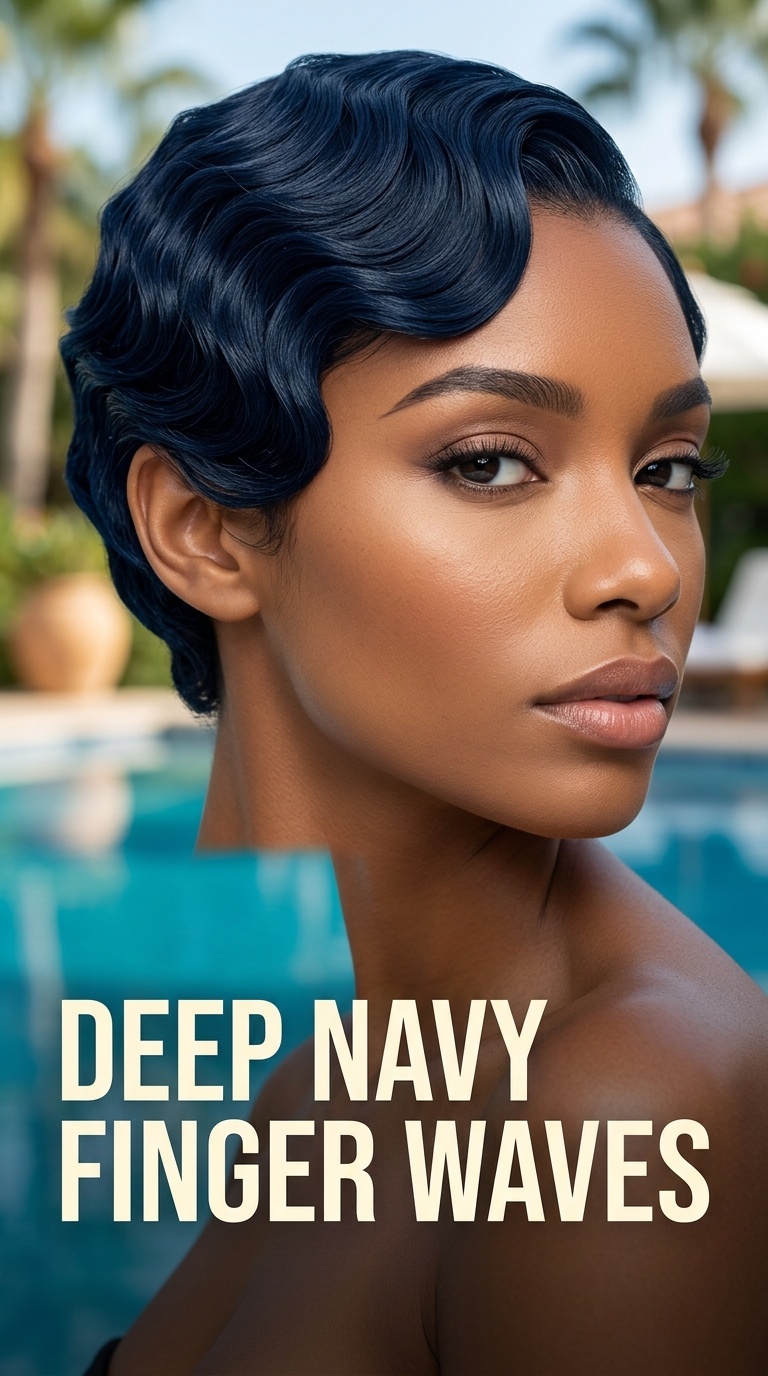 Deep Navy Finger Waves
