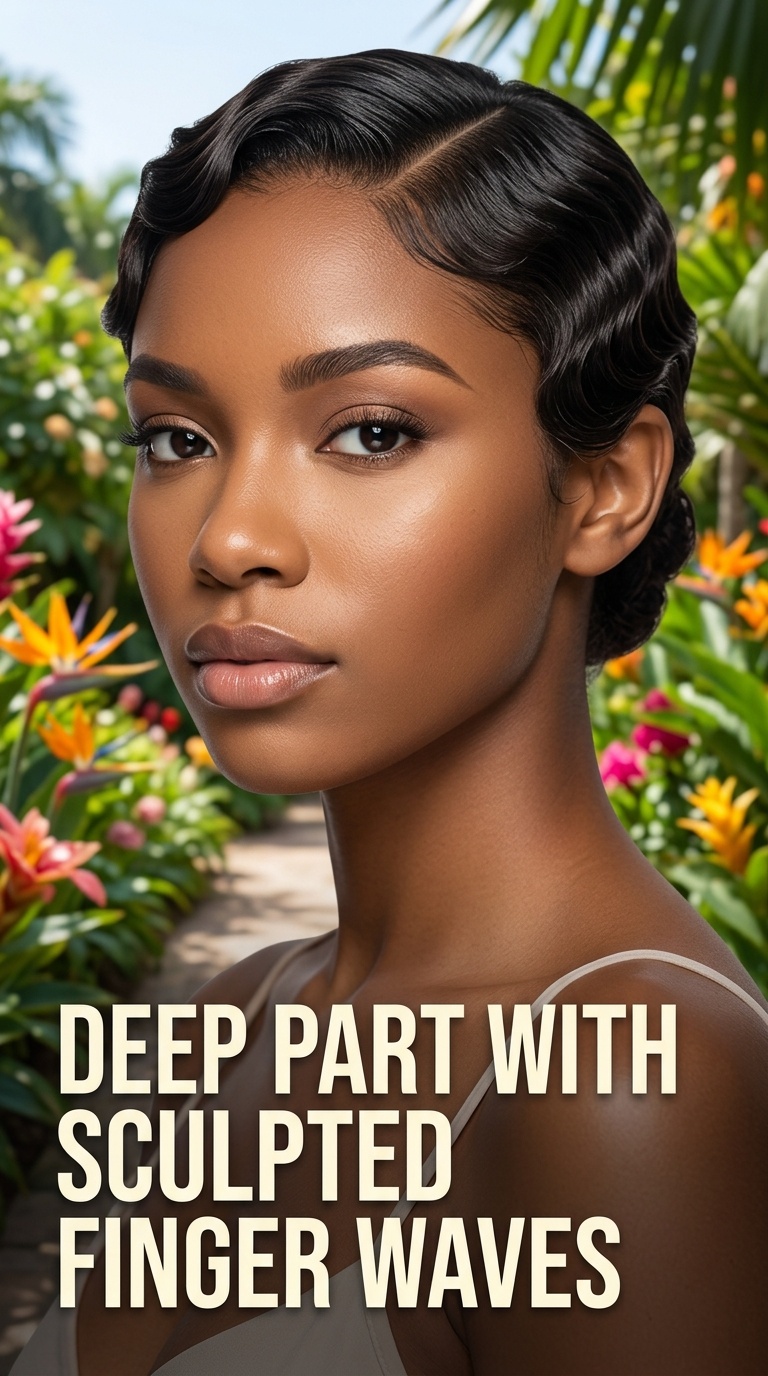Deep Part with Sculpted Finger Waves