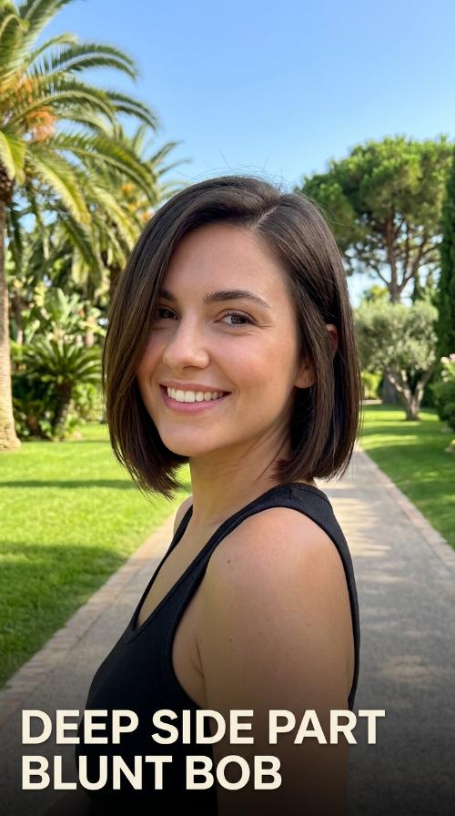 Deep Side Part Blunt Bob