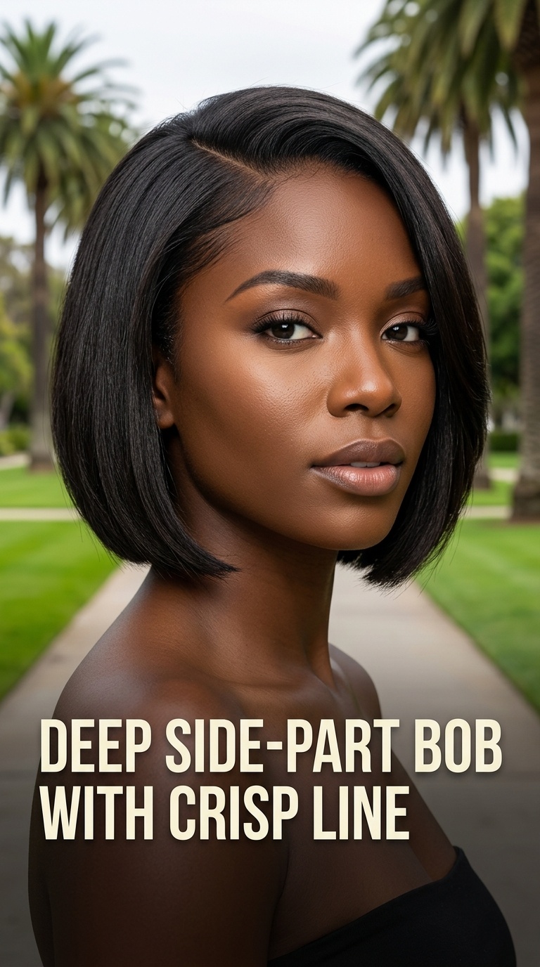 Deep Side-Part Bob with Crisp Line