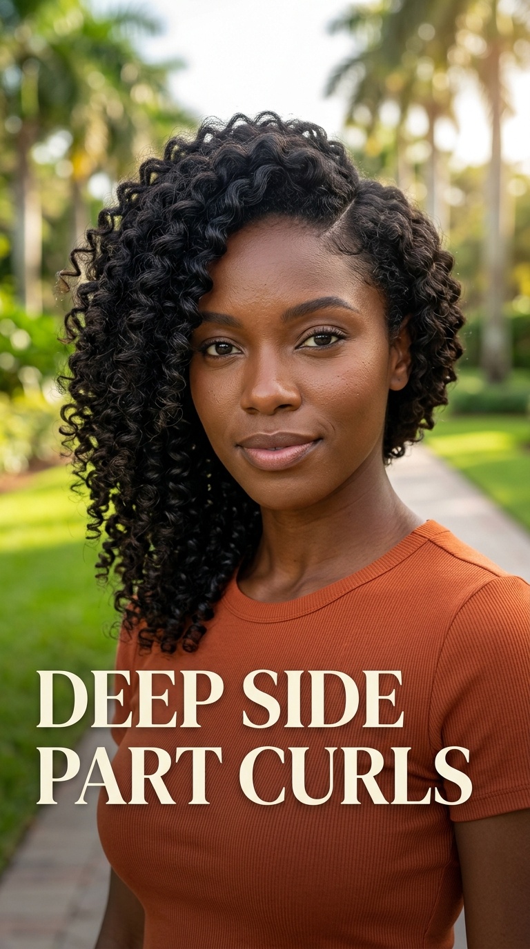 Deep Side Part Curls