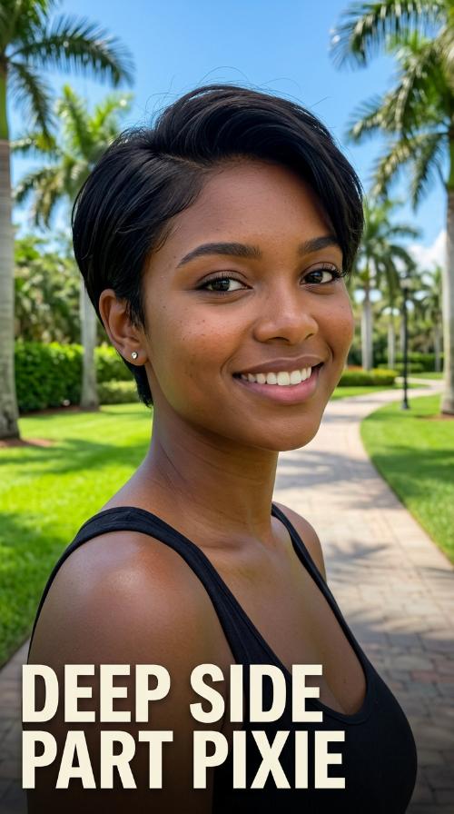 Deep Side Part Pixie