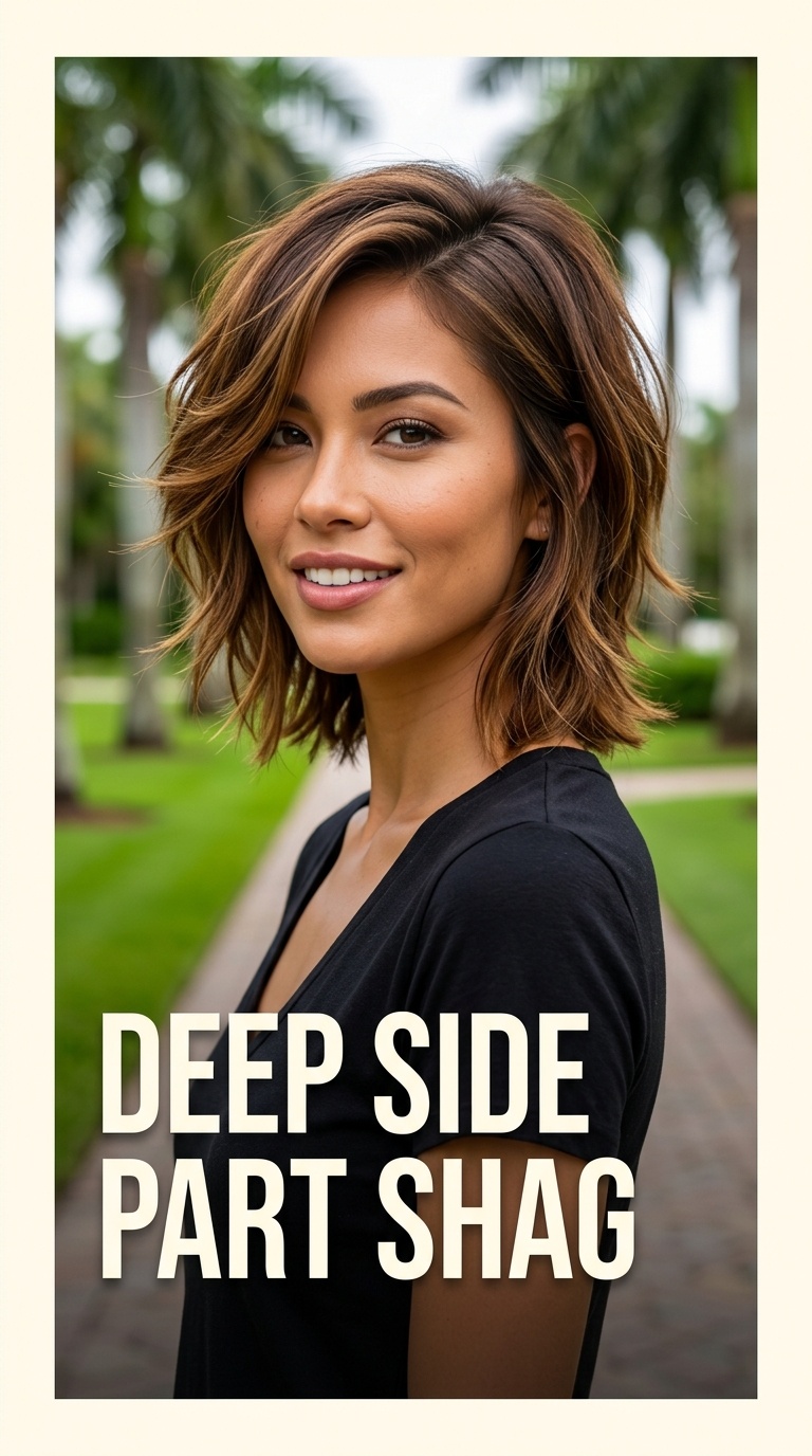 Deep Side Part Shag