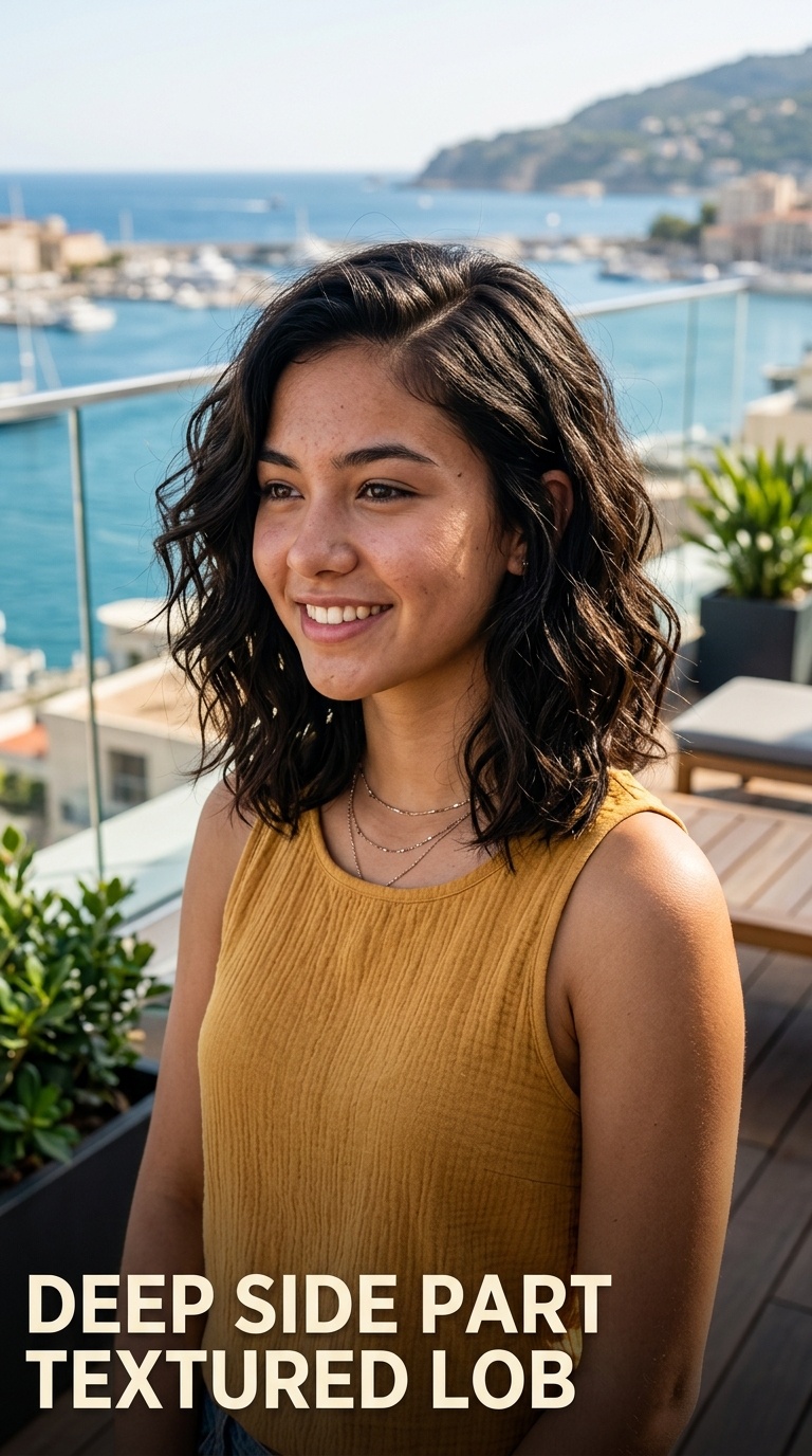 Deep Side Part Textured Lob