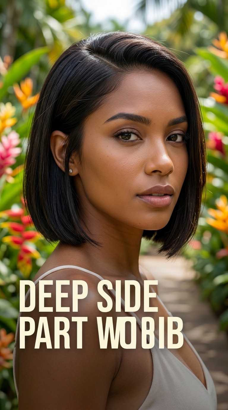 Deep Side Part with Bob