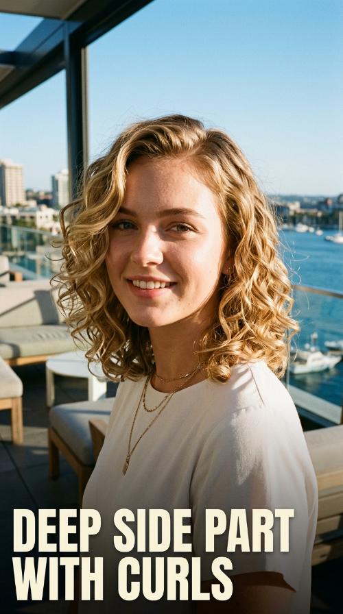 Deep Side Part with Curls