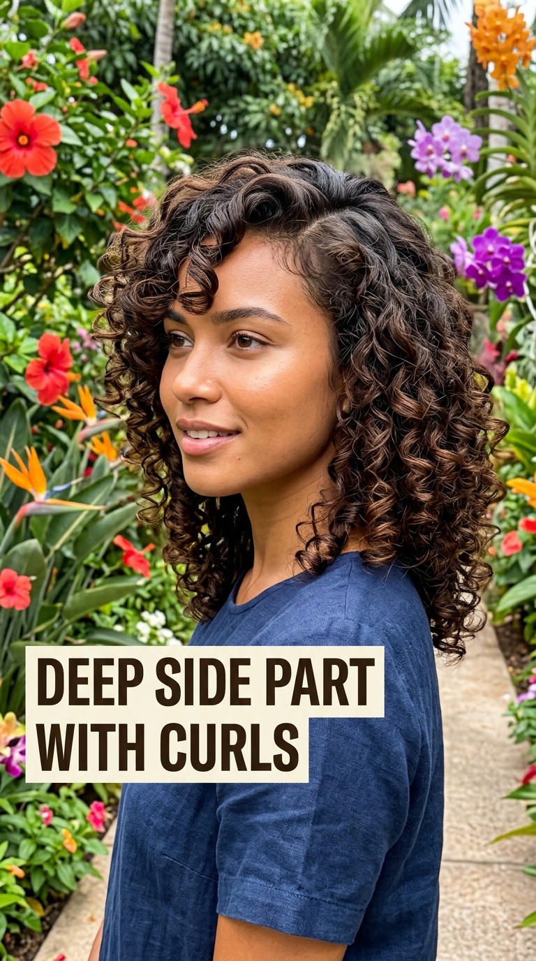 Deep Side Part with Curls