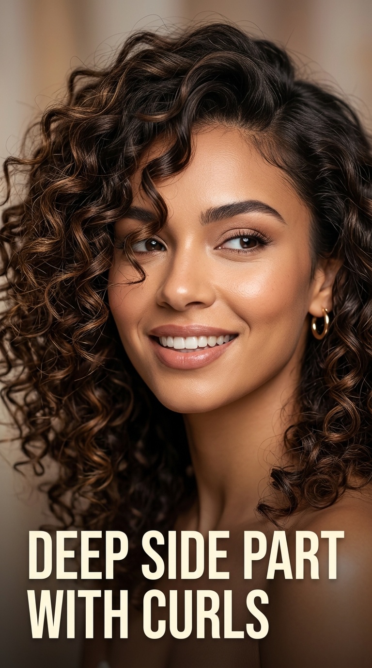Deep Side Part with Curls