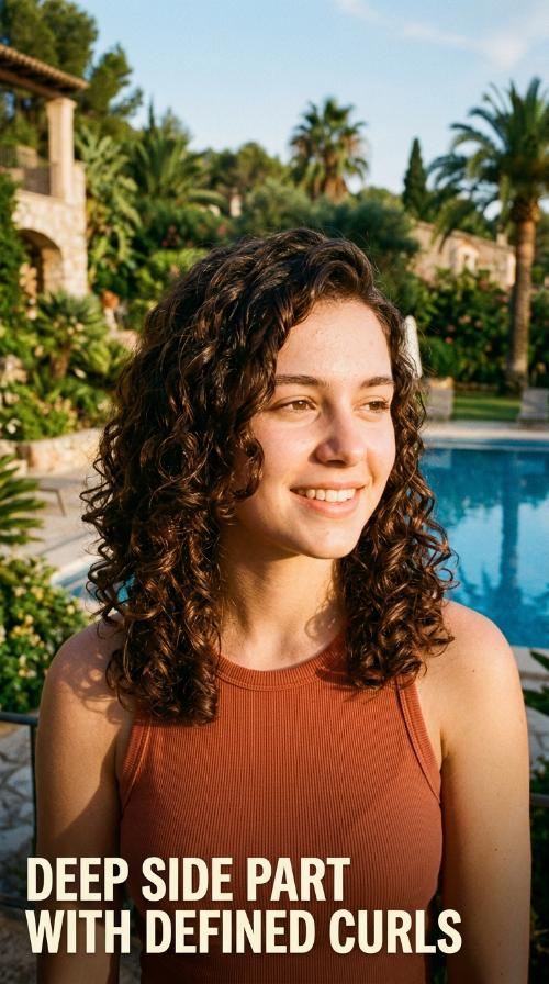 Deep Side Part with Defined Curls