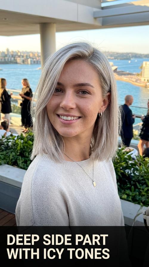 Deep Side Part with Icy Tones