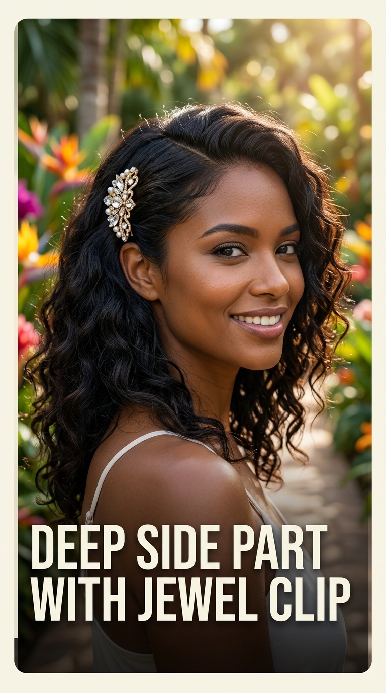 Deep Side Part with Jewel Clip