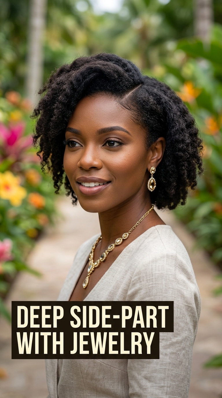 Deep Side-Part with Jewelry