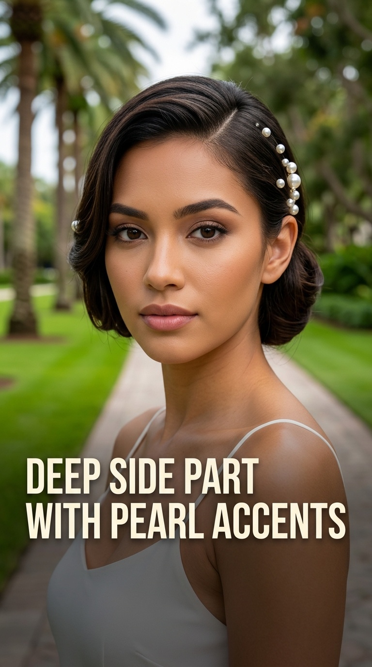 Deep Side Part with Pearl Accents