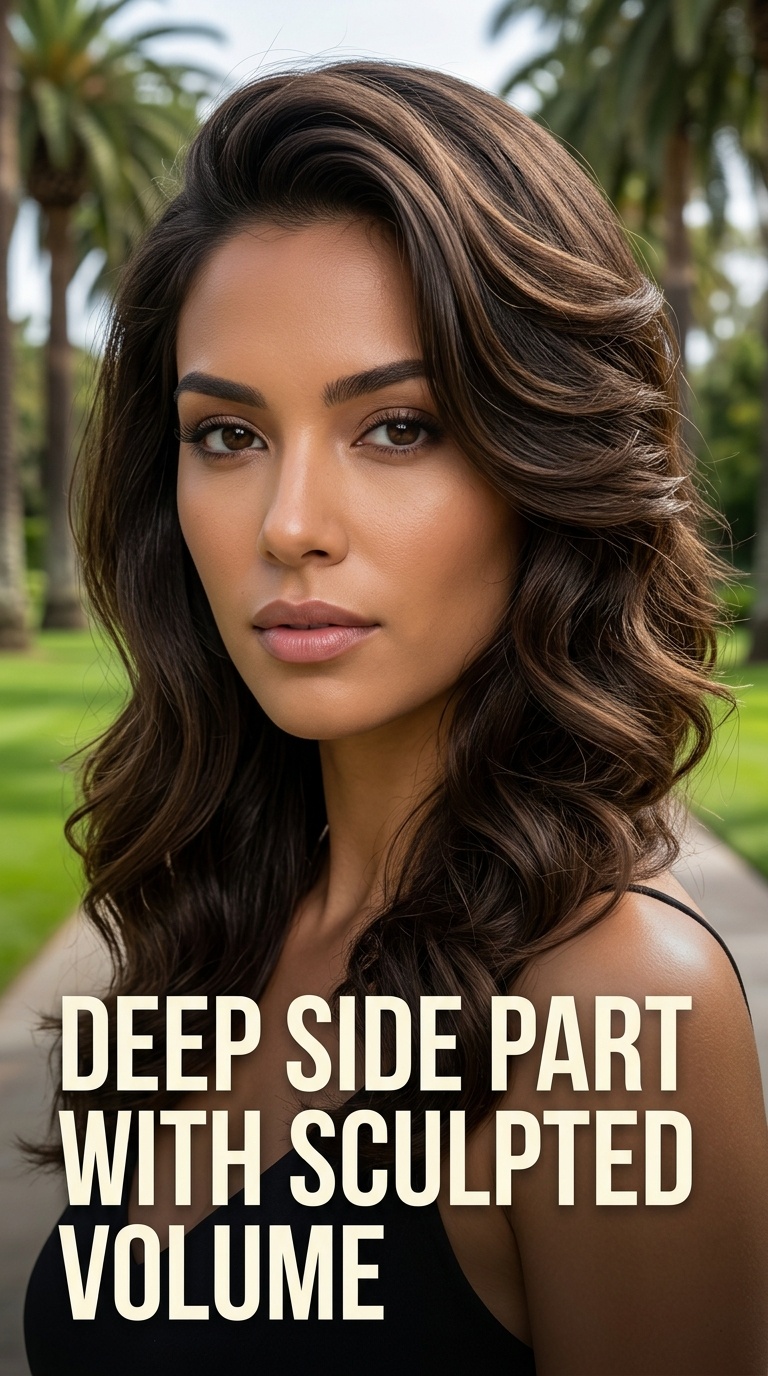 Deep Side Part with Sculpted Volume