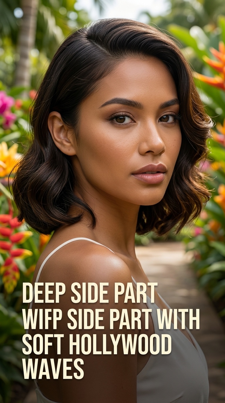 Deep Side Part with Soft Hollywood Waves