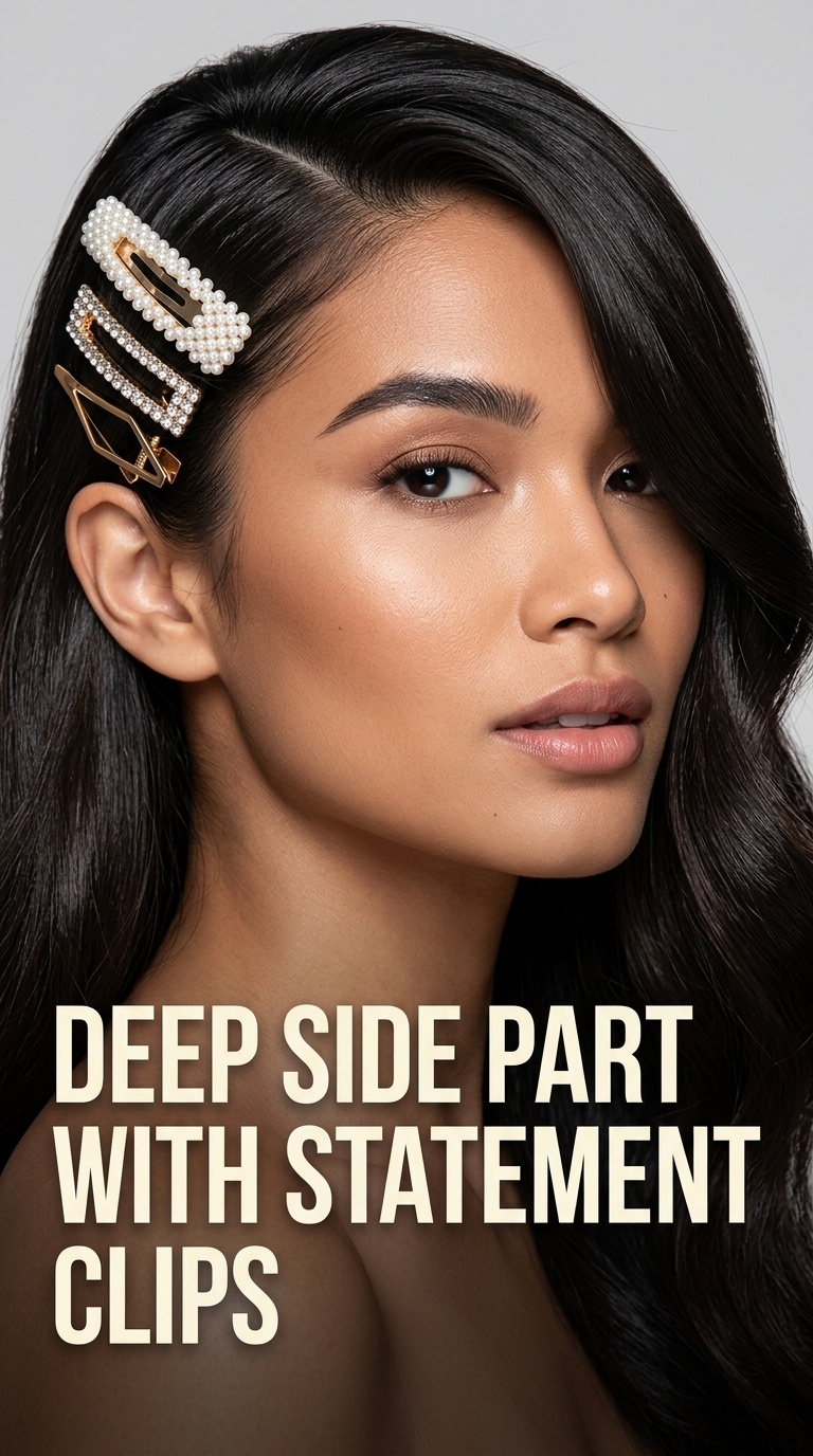 Deep Side Part with Statement Clips