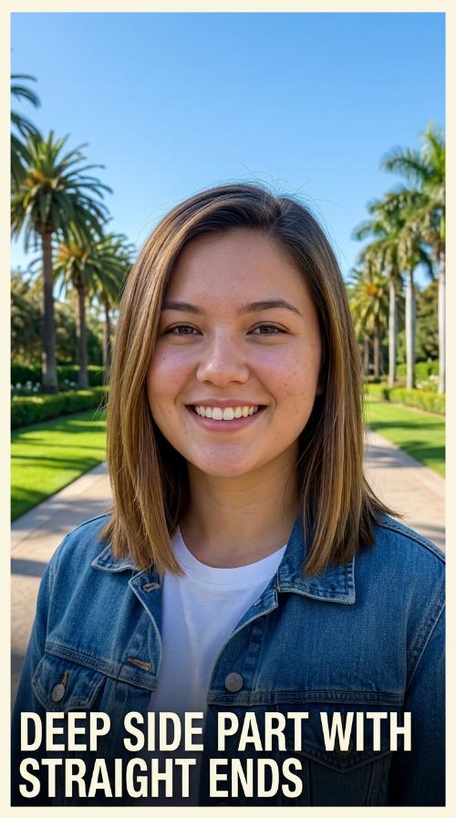 Deep Side Part with Straight Ends